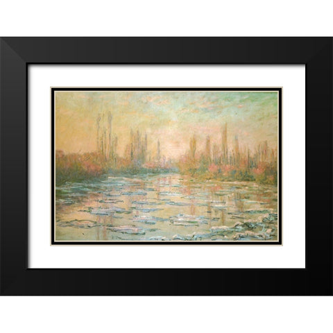 The Ice-floes 1893 Black Modern Wood Framed Art Print with Double Matting by Monet, Claude