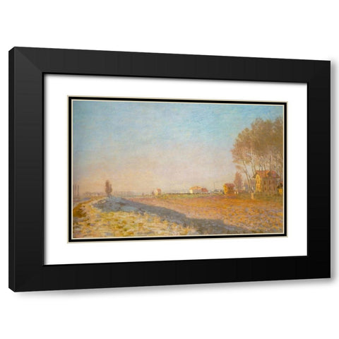 The Plaine des Colombes 1873 Black Modern Wood Framed Art Print with Double Matting by Monet, Claude