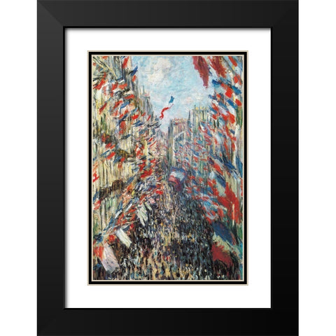The Rue Montorgeuil 1878 Black Modern Wood Framed Art Print with Double Matting by Monet, Claude