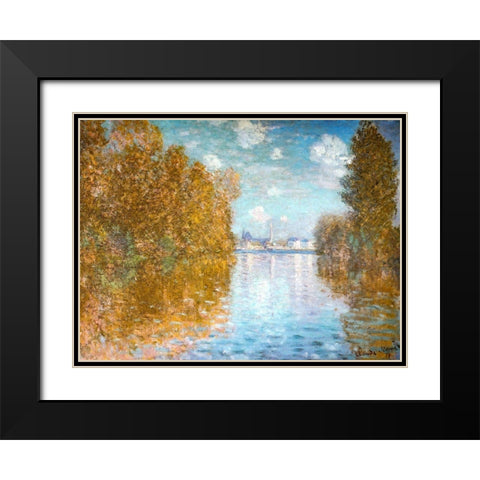 The Seine at Argenteuil 1873 Black Modern Wood Framed Art Print with Double Matting by Monet, Claude