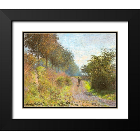 The Sheltered Path 1873 Black Modern Wood Framed Art Print with Double Matting by Monet, Claude