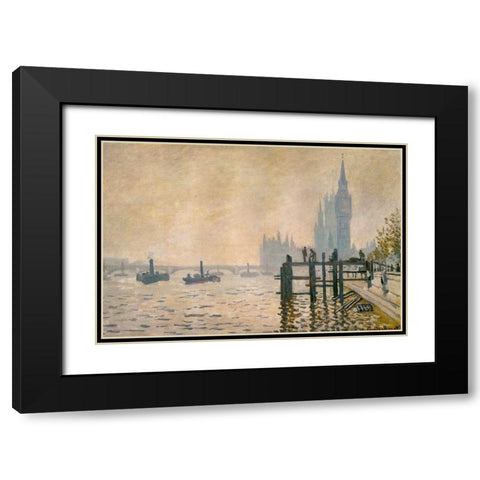 The Thames below Westminster 1871 Black Modern Wood Framed Art Print with Double Matting by Monet, Claude
