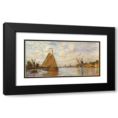 The Zaan at Zaandam 1871 Black Modern Wood Framed Art Print with Double Matting by Monet, Claude