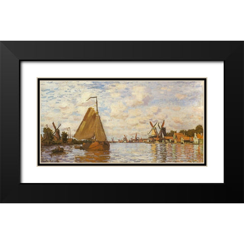 The Zaan at Zaandam 1871 Black Modern Wood Framed Art Print with Double Matting by Monet, Claude