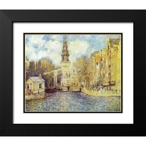 The Zuiderkerk-Amsterdam 1874 Black Modern Wood Framed Art Print with Double Matting by Monet, Claude