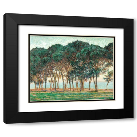 Umbrella Pines-Antibes 1888 Black Modern Wood Framed Art Print with Double Matting by Monet, Claude