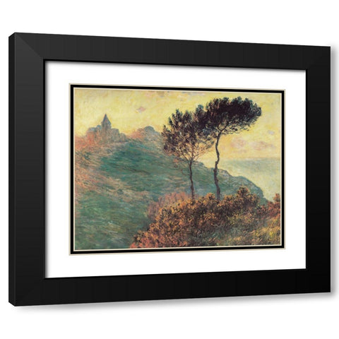 Varengeville Church with trees 1882 Black Modern Wood Framed Art Print with Double Matting by Monet, Claude