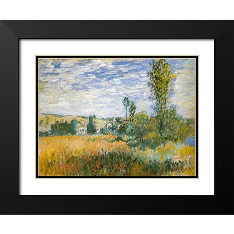 Vetheuil 1879 Black Modern Wood Framed Art Print with Double Matting by Monet, Claude