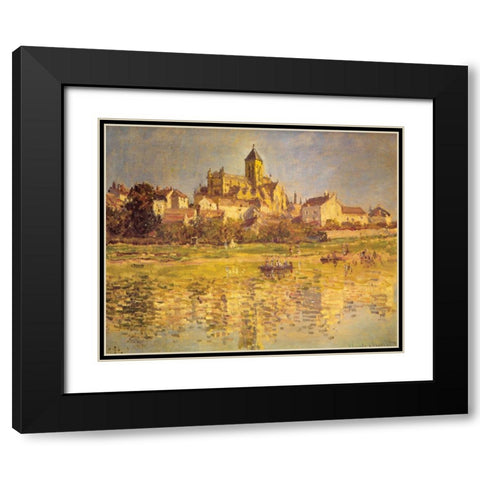 Vetheuil Church 1879 Black Modern Wood Framed Art Print with Double Matting by Monet, Claude