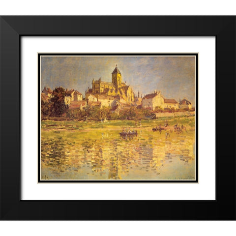 Vetheuil Church 1879 Black Modern Wood Framed Art Print with Double Matting by Monet, Claude