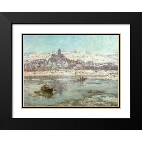 Vetheuil in Winter 1878 Black Modern Wood Framed Art Print with Double Matting by Monet, Claude