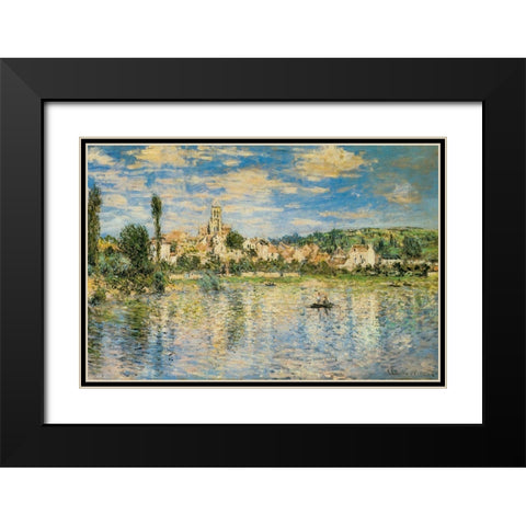 Vetheuil in Winter 1879 Black Modern Wood Framed Art Print with Double Matting by Monet, Claude
