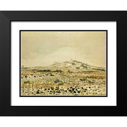 Vineyards in the Snow 1873 Black Modern Wood Framed Art Print with Double Matting by Monet, Claude