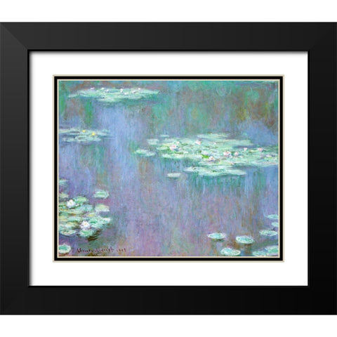 Water-lilies 1905 Black Modern Wood Framed Art Print with Double Matting by Monet, Claude
