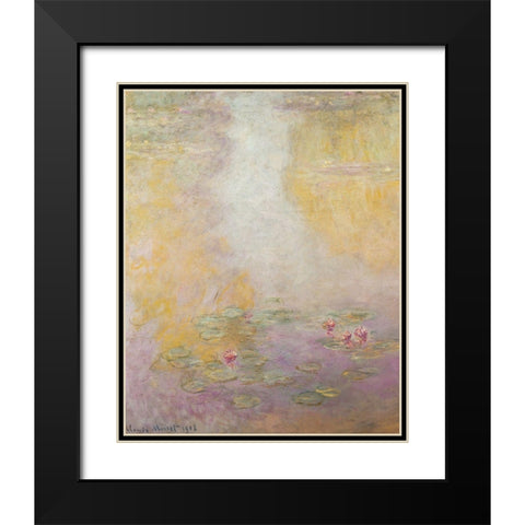 Water-lilies 1908 Black Modern Wood Framed Art Print with Double Matting by Monet, Claude