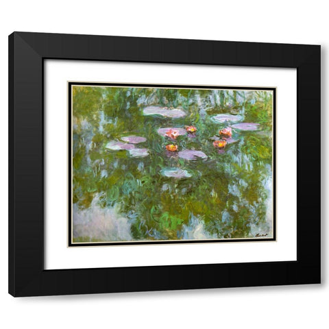 Water-lilies 1911 Black Modern Wood Framed Art Print with Double Matting by Monet, Claude