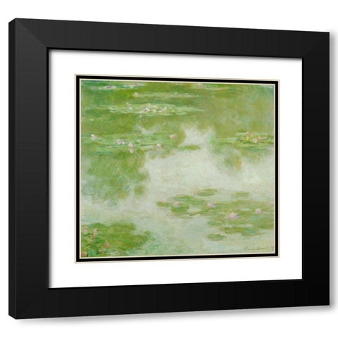 Water-lilies green 1907 Black Modern Wood Framed Art Print with Double Matting by Monet, Claude