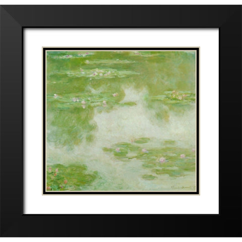 Water-lilies green 1907 Black Modern Wood Framed Art Print with Double Matting by Monet, Claude