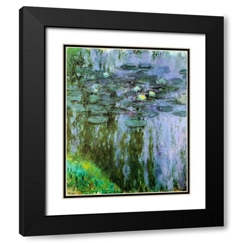 Water-lilies purple-green 1909 Black Modern Wood Framed Art Print with Double Matting by Monet, Claude