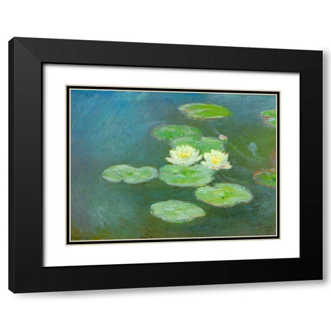 Water-lilies-evening 1908 Black Modern Wood Framed Art Print with Double Matting by Monet, Claude