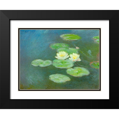 Water-lilies-evening 1908 Black Modern Wood Framed Art Print with Double Matting by Monet, Claude