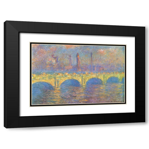 Waterloo Bridge II 1900 Black Modern Wood Framed Art Print with Double Matting by Monet, Claude