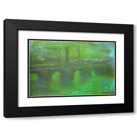 Waterloo Bridge at dusk 1904 Black Modern Wood Framed Art Print with Double Matting by Monet, Claude