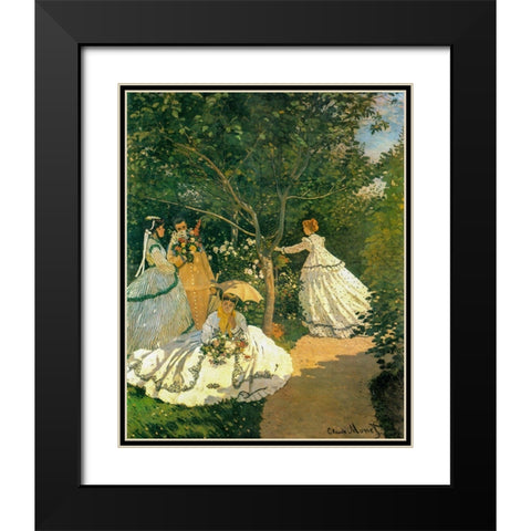 Women in the Garden 1866 Black Modern Wood Framed Art Print with Double Matting by Monet, Claude