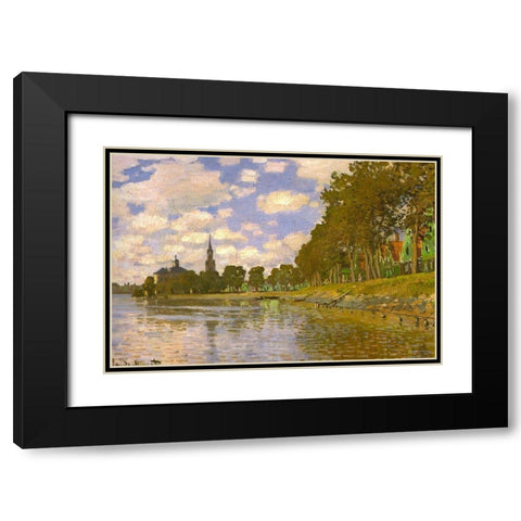 Zaandam-Holland 1871 Black Modern Wood Framed Art Print with Double Matting by Monet, Claude