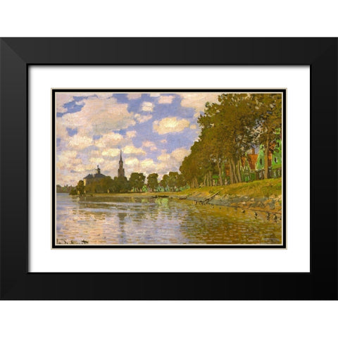 Zaandam-Holland 1871 Black Modern Wood Framed Art Print with Double Matting by Monet, Claude