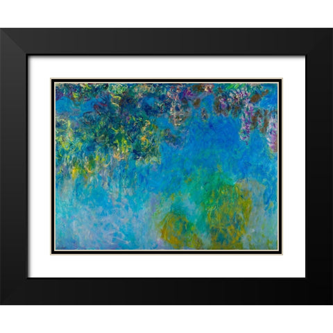 Wisteria Black Modern Wood Framed Art Print with Double Matting by Monet, Claude