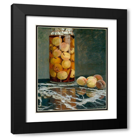 Jar of Peaches 1866 Black Modern Wood Framed Art Print with Double Matting by Monet, Claude