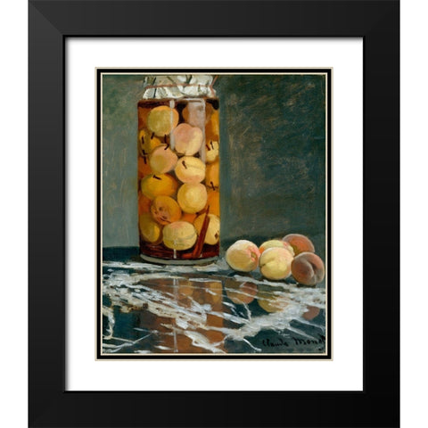 Jar of Peaches 1866 Black Modern Wood Framed Art Print with Double Matting by Monet, Claude