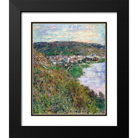 View of Vetheuil 1880 Black Modern Wood Framed Art Print with Double Matting by Monet, Claude