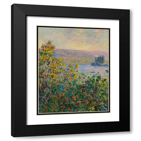 Flower Beds at Vetheuil 1881 Black Modern Wood Framed Art Print with Double Matting by Monet, Claude