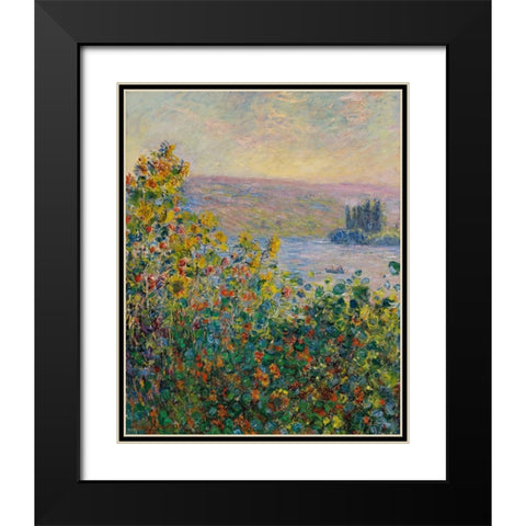 Flower Beds at Vetheuil 1881 Black Modern Wood Framed Art Print with Double Matting by Monet, Claude