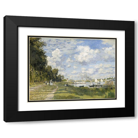 Le Bassin d’Argenteuil 1872 Black Modern Wood Framed Art Print with Double Matting by Monet, Claude