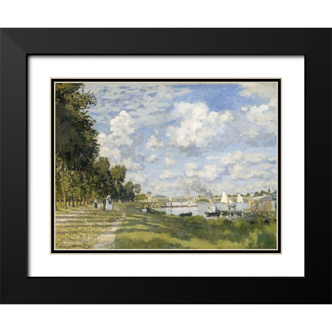 Le Bassin d’Argenteuil 1872 Black Modern Wood Framed Art Print with Double Matting by Monet, Claude