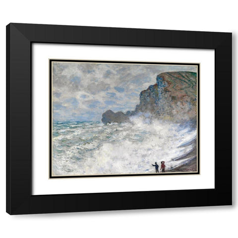 Rough weather at Etretat Black Modern Wood Framed Art Print with Double Matting by Monet, Claude