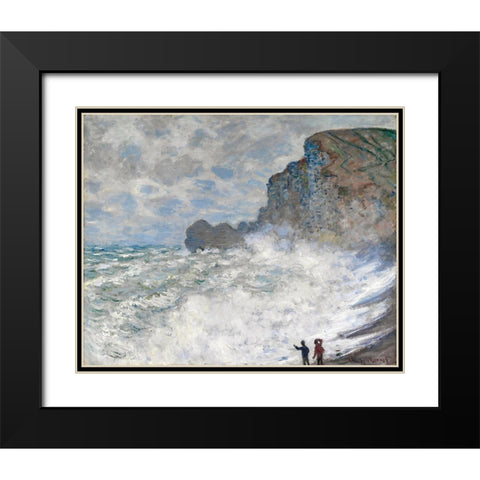 Rough weather at Etretat Black Modern Wood Framed Art Print with Double Matting by Monet, Claude