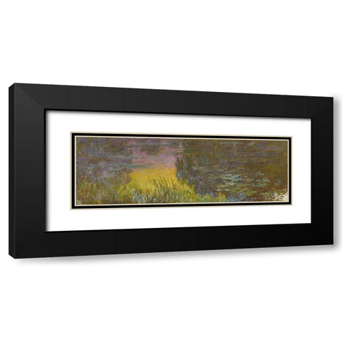 The Water Lilies - Setting Sun Black Modern Wood Framed Art Print with Double Matting by Monet, Claude