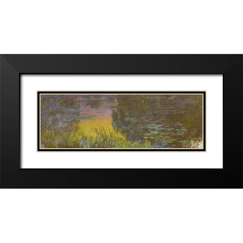 The Water Lilies - Setting Sun Black Modern Wood Framed Art Print with Double Matting by Monet, Claude