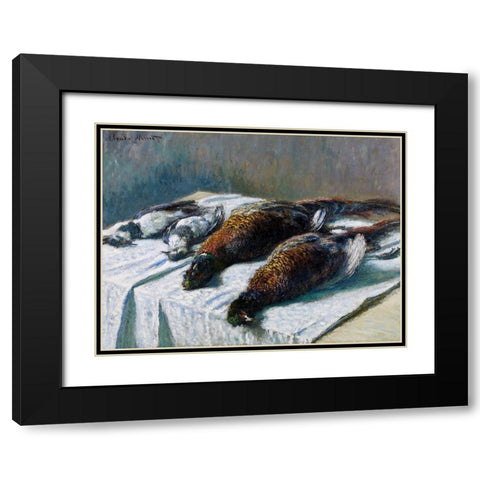 Still Life with Pheasants and Plovers 1879 Black Modern Wood Framed Art Print with Double Matting by Monet, Claude