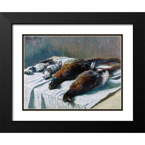 Still Life with Pheasants and Plovers 1879 Black Modern Wood Framed Art Print with Double Matting by Monet, Claude
