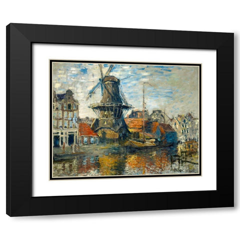 The Windmill on the Onbekende Gracht-Amsterdam 1874 Black Modern Wood Framed Art Print with Double Matting by Monet, Claude