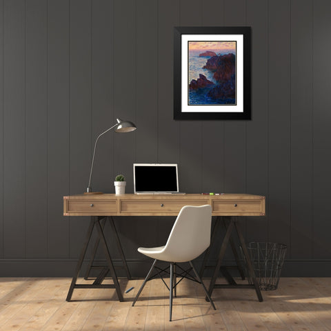 Rocks at Belle-lle-Port-Domois 1886 Black Modern Wood Framed Art Print with Double Matting by Monet, Claude