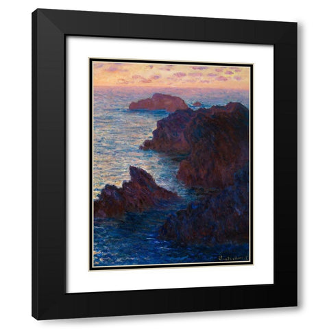 Rocks at Belle-lle-Port-Domois 1886 Black Modern Wood Framed Art Print with Double Matting by Monet, Claude