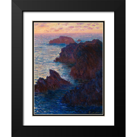 Rocks at Belle-lle-Port-Domois 1886 Black Modern Wood Framed Art Print with Double Matting by Monet, Claude