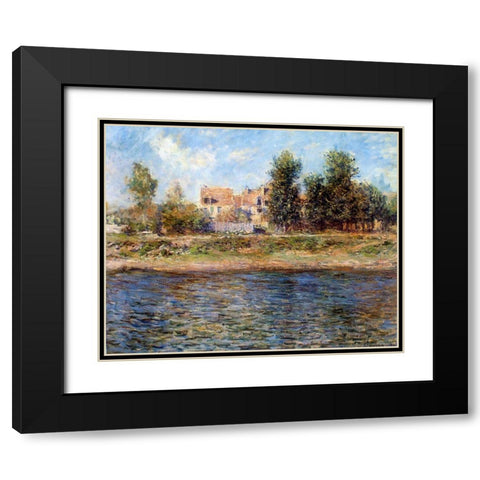 The Bank of the Seine 1880 Black Modern Wood Framed Art Print with Double Matting by Monet, Claude