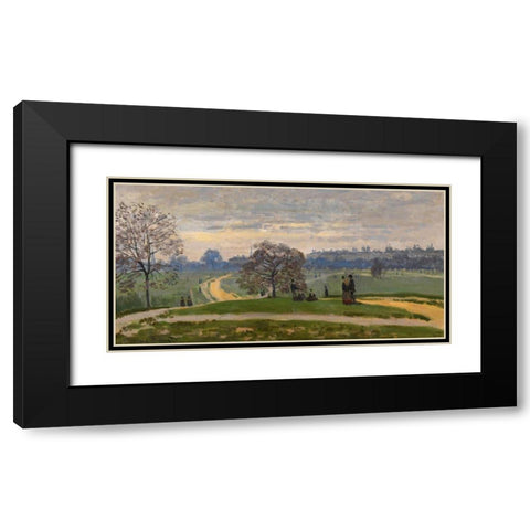 Hyde Park-London 1871 Black Modern Wood Framed Art Print with Double Matting by Monet, Claude